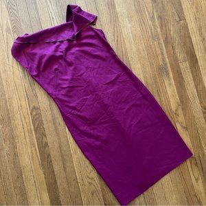 Tahari Lizette Sleeveless Dress Elderberry Draped Asymmetrical Neckline Size 8